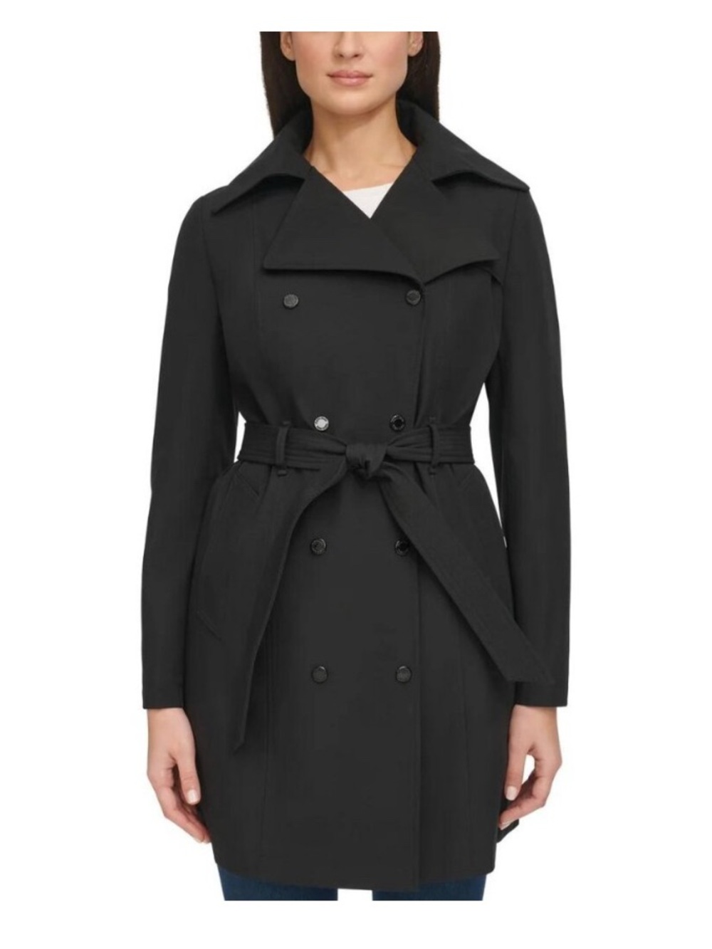 Calvin Klein Women's Black Double-Breasted Trench Coat 🧥